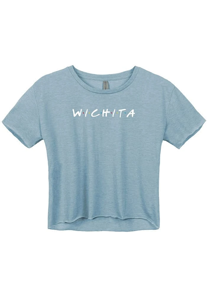 Wichita Womens Light Blue Dots Wordmark Short Sleeve T-Shirt