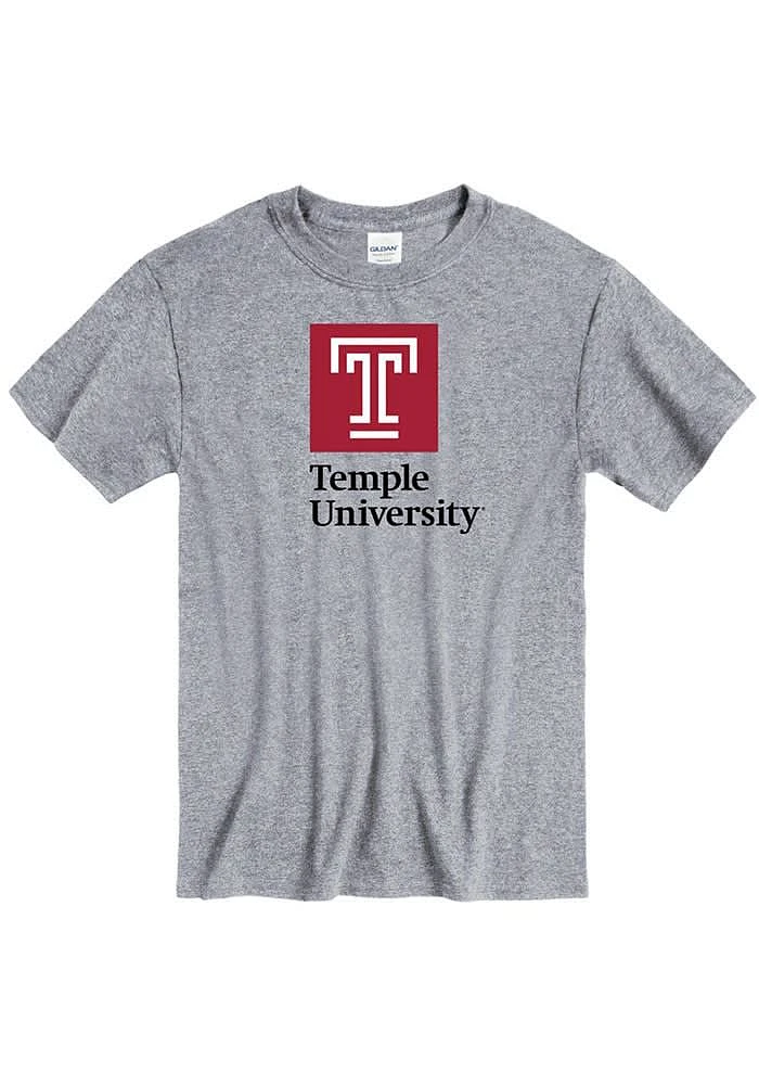 Temple Owls Grey Big Logo Short Sleeve T Shirt