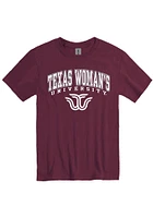 Texas Womans University Maroon Arch Mascot Short Sleeve T Shirt
