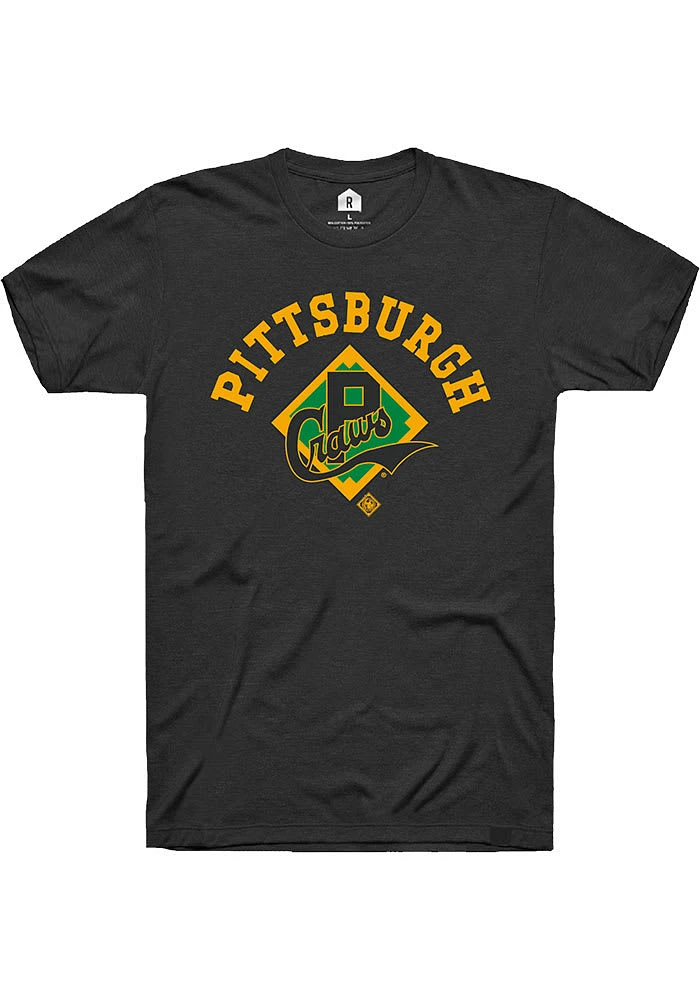 Rally Pittsburgh Crawfords Black Arch Script Logo Short Sleeve Fashion T Shirt