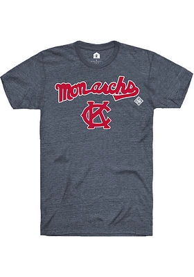 Rally Kansas City Monarchs Navy Blue Curve Script Logo Short Sleeve Fashion T Shirt
