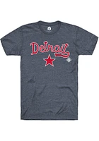 Rally Detroit Stars Navy Blue Script Logo Design Short Sleeve Fashion T Shirt