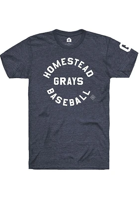 Rally Homestead Grays Navy Blue Script Circle Arch Short Sleeve Fashion T Shirt