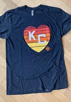 Rally Kansas City Monarchs Navy Blue Sunset Heart Short Sleeve Fashion T Shirt