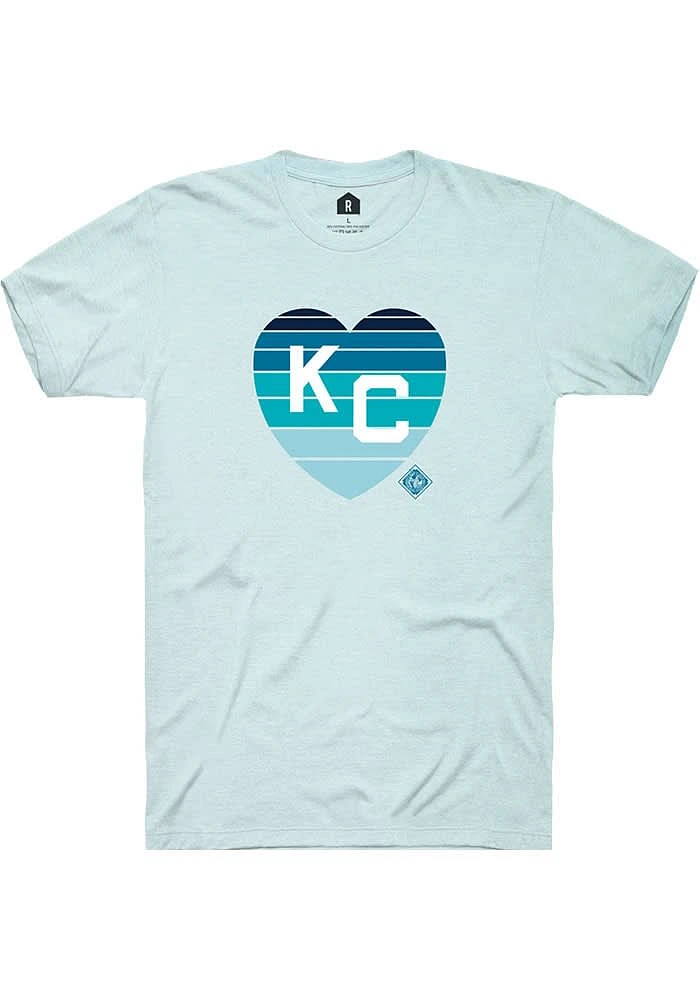 Rally Kansas City Monarchs Light Blue Sunset Heart Short Sleeve Fashion T Shirt