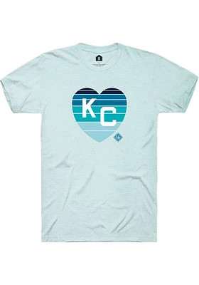 Rally Kansas City Monarchs Light Blue Sunset Heart Short Sleeve Fashion T Shirt