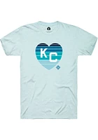 Rally Kansas City Monarchs Light Blue Sunset Heart Short Sleeve Fashion T Shirt