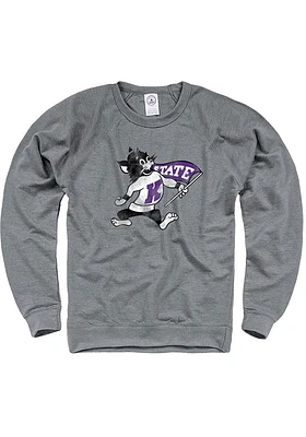 K-State Wildcats Mens Graphite French Terry Long Sleeve Crew Sweatshirt
