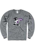 K-State Wildcats Mens Graphite French Terry Long Sleeve Crew Sweatshirt