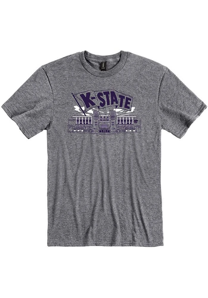 K-State Wildcats Grey Snyder Family Stadium Short Sleeve Fashion T Shirt