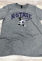 K-State Wildcats Grey Distressed Arch Mascot Short Sleeve Fashion T Shirt