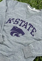 K-State Wildcats Mens Grey Distressed Arch Mascot Long Sleeve Crew Sweatshirt