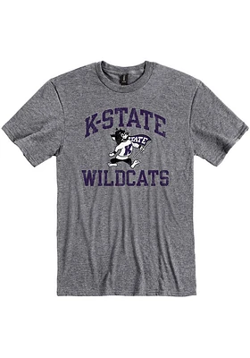 K-State Wildcats Grey Number One Distressed Short Sleeve Fashion T Shirt