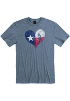 Texas Blue Heart State Flag Short Sleeve Fashion T Shirt