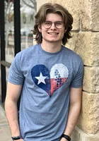 Texas Blue Heart State Flag Short Sleeve Fashion T Shirt
