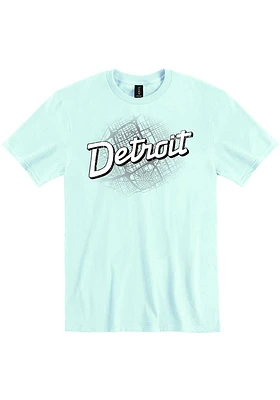 Detroit Teal RH Script Map Short Sleeve T Shirt