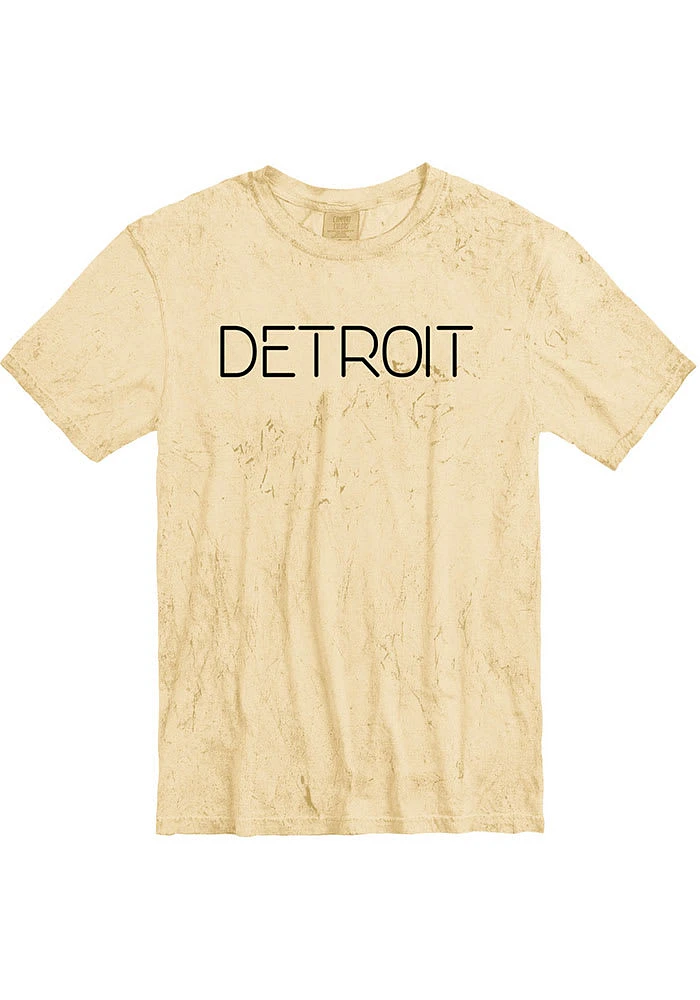 Detroit Yellow Disconnected Stencil Wordmark Short Sleeve T Shirt
