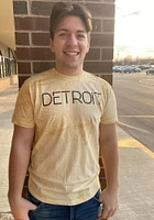 Detroit Yellow Disconnected Stencil Wordmark Short Sleeve T Shirt