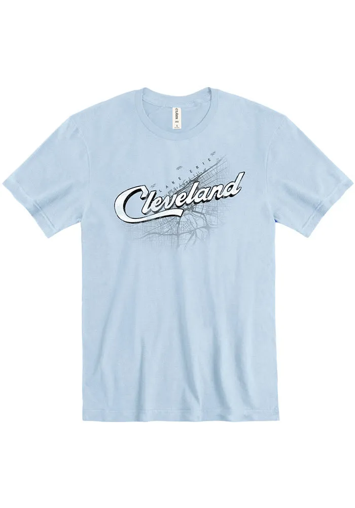 Cleveland Light Blue Map Short Sleeve Fashion T Shirt