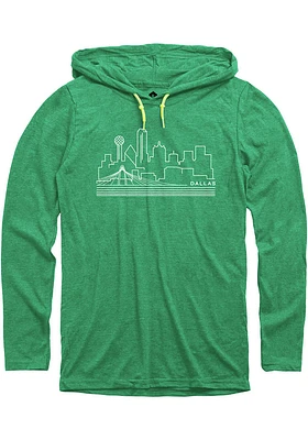 Dallas Ft Worth Mens Green Skyline Long Sleeve Hoodie
