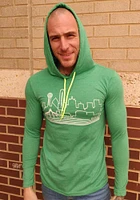 Dallas Ft Worth Mens Green Skyline Long Sleeve Hoodie