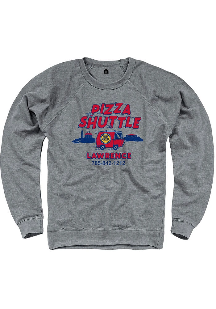 Lawrence Mens Grey Pizza Shuttle Van Long Sleeve Crew Sweatshirt