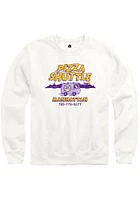 Rally Manhattan Mens White Pizza Shuttle Van Long Sleeve Crew Sweatshirt