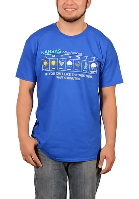 Kansas Blue Weather Forecast Short Sleeve Fashion T Shirt