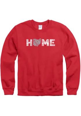 Ohio Mens Red Home State Long Sleeve Crew Sweatshirt