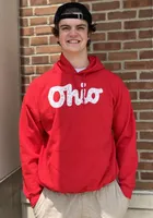 Ohio Mens Red Script Long Sleeve Hoodie