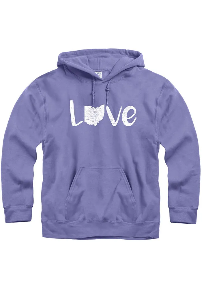 Ohio Mens Purple Love State Long Sleeve Hoodie