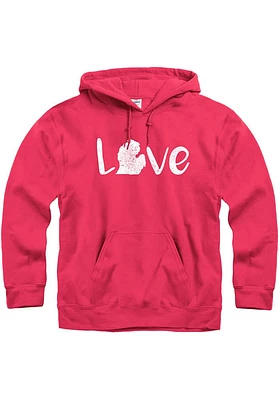 Michigan Mens Pink Love State Long Sleeve Hoodie
