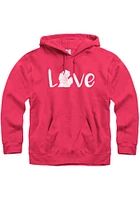 Michigan Mens Pink Love State Long Sleeve Hoodie