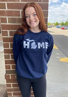 Michigan Mens Navy Blue Home State Long Sleeve Crew Sweatshirt