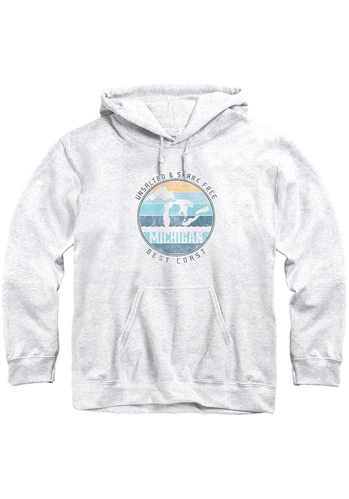 Michigan Mens Ash Circle Clading Long Sleeve Hoodie