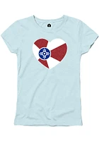 Wichita Girls Light Blue Flag Heart Short Sleeve Tee