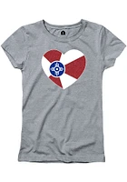 Wichita Girls Grey Flag Heart Short Sleeve Tee