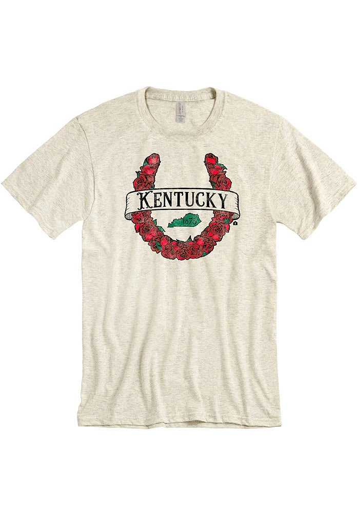 Kentucky Oatmeal Horseshoe Roses Short Sleeve Fashion T Shirt