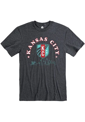 Rally KC Current Grey Skyline Short Sleeve Fashion T Shirt