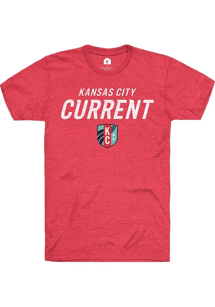 Rally KC Current Red Masked Wordmark Short Sleeve Fashion T Shirt