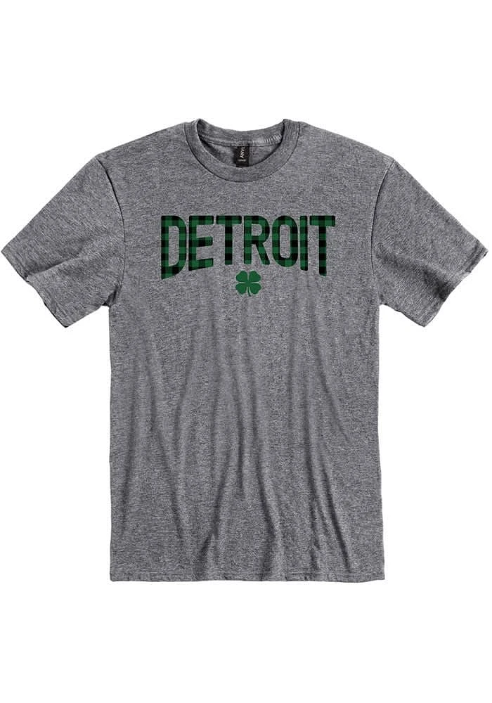 Detroit Graphite Wordmark Shamrock Short Sleeve Fashion T Shirt