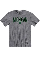 Michigan Graphite Wordmark Shamrock Short Sleeve Fashion T Shirt