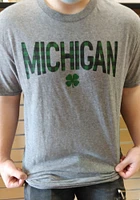 Michigan Graphite Wordmark Shamrock Short Sleeve Fashion T Shirt