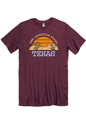 Texas Maroon Lonestar State Landscape Short Sleeve Fashion T Shirt
