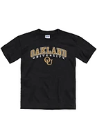 Oakland University Golden Grizzlies Youth Black Arch Mascot Short Sleeve T-Shirt