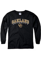 Oakland University Golden Grizzlies Youth Black Arch Mascot Long Sleeve T-Shirt