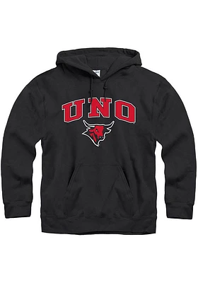UNO Mavericks Mens Black Arch Mascot Long Sleeve Hoodie
