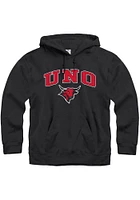 UNO Mavericks Mens Black Arch Mascot Long Sleeve Hoodie