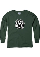 Northwest Missouri State Bearcats Youth Green Primary Logo Long Sleeve T-Shirt
