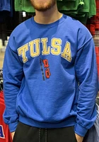 Tulsa Golden Hurricane Mens Blue Arch Mascot Long Sleeve Crew Sweatshirt